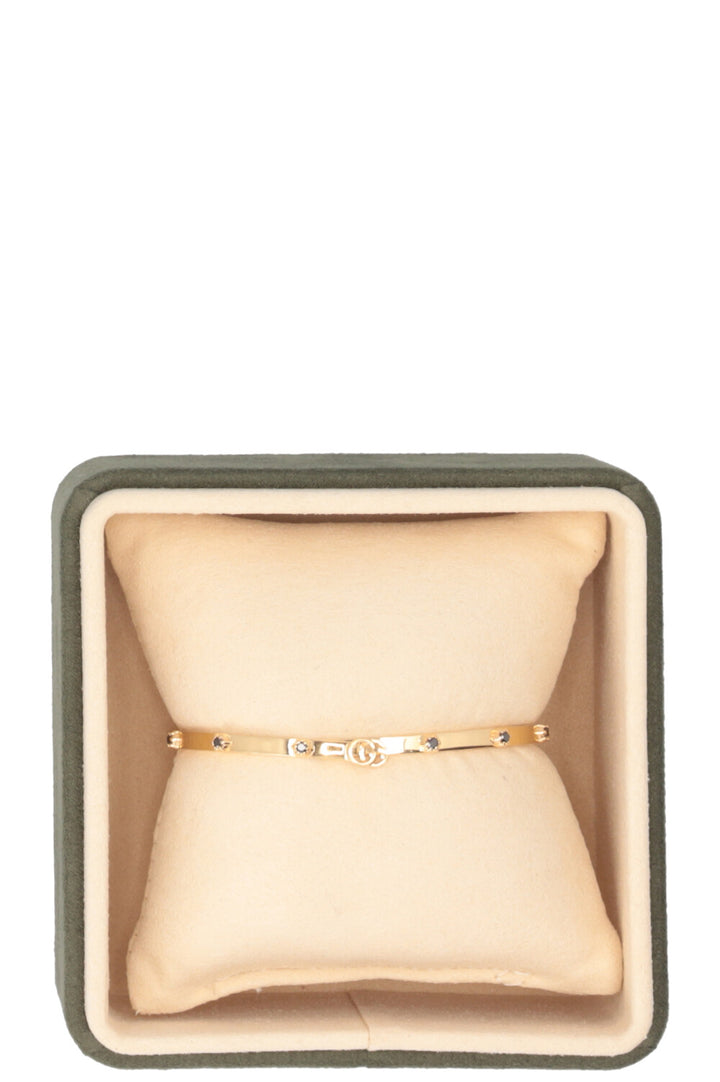 GUCCI Running GG Bangle Black Diamonds 18K Gold