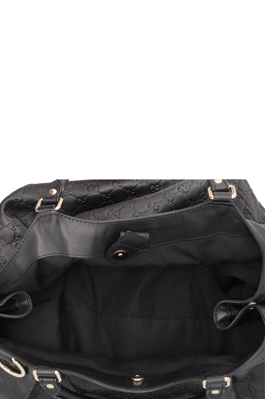 GUCCI Sukey Hobo Bag Leather Guccissima Black