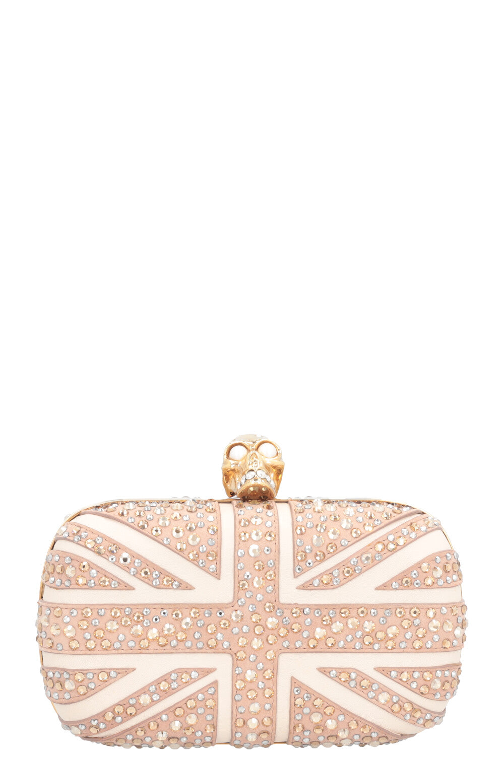 ALEXANDER MCQUEEN Skull Clutch Crystals Nude