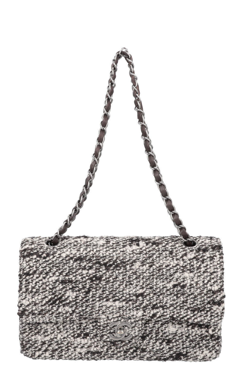 CHANEL Tweed Double Rabat Marron Blanc