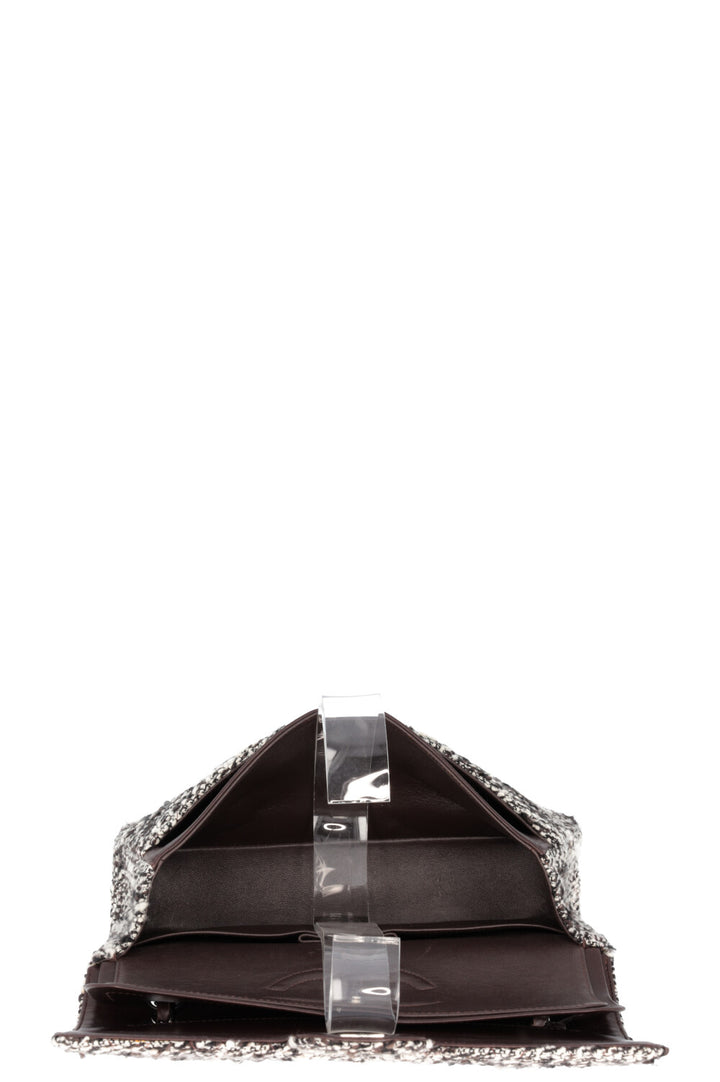 CHANEL Tweed Double Rabat Marron Blanc