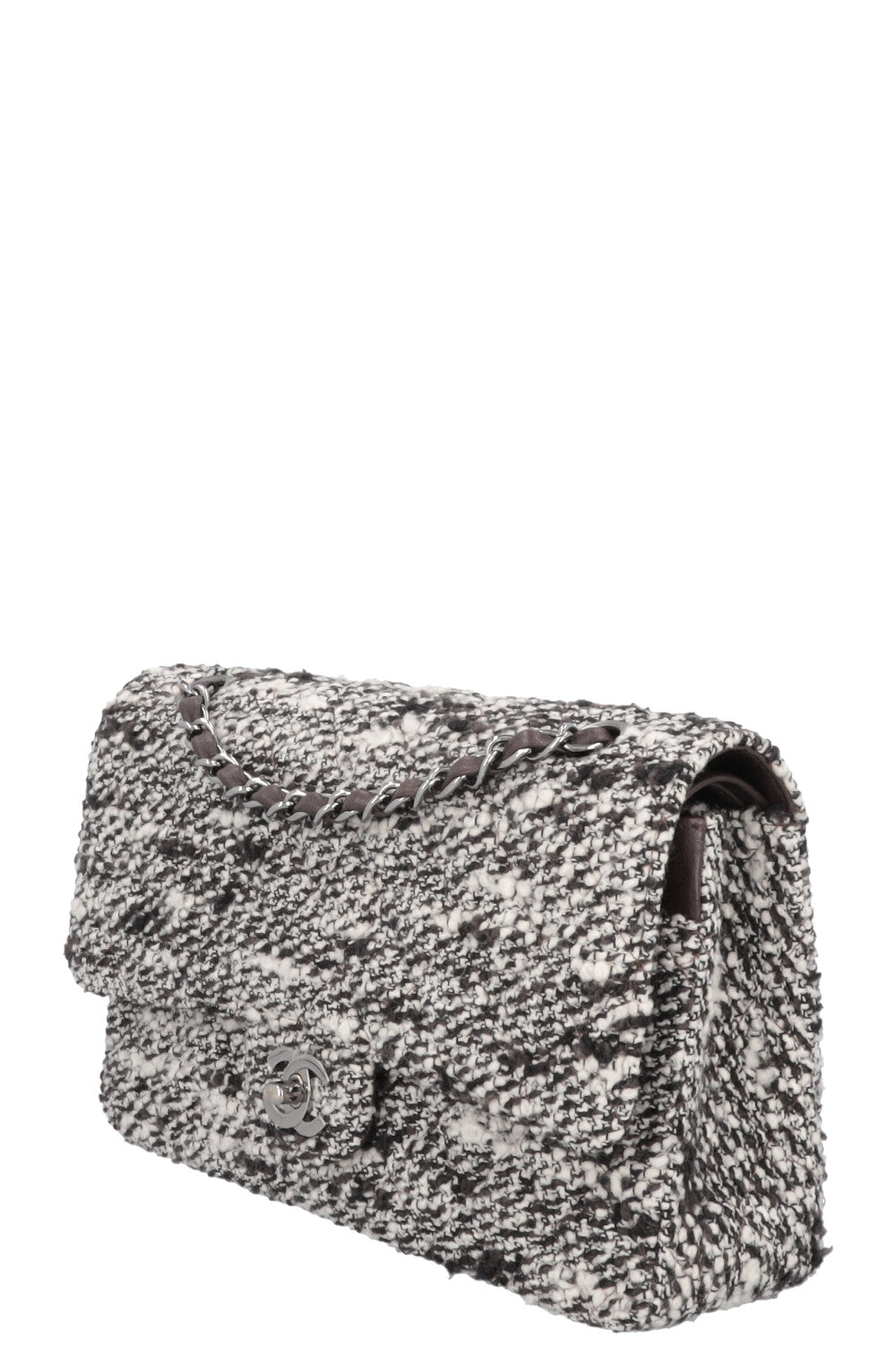 CHANEL Tweed Double Rabat Marron Blanc