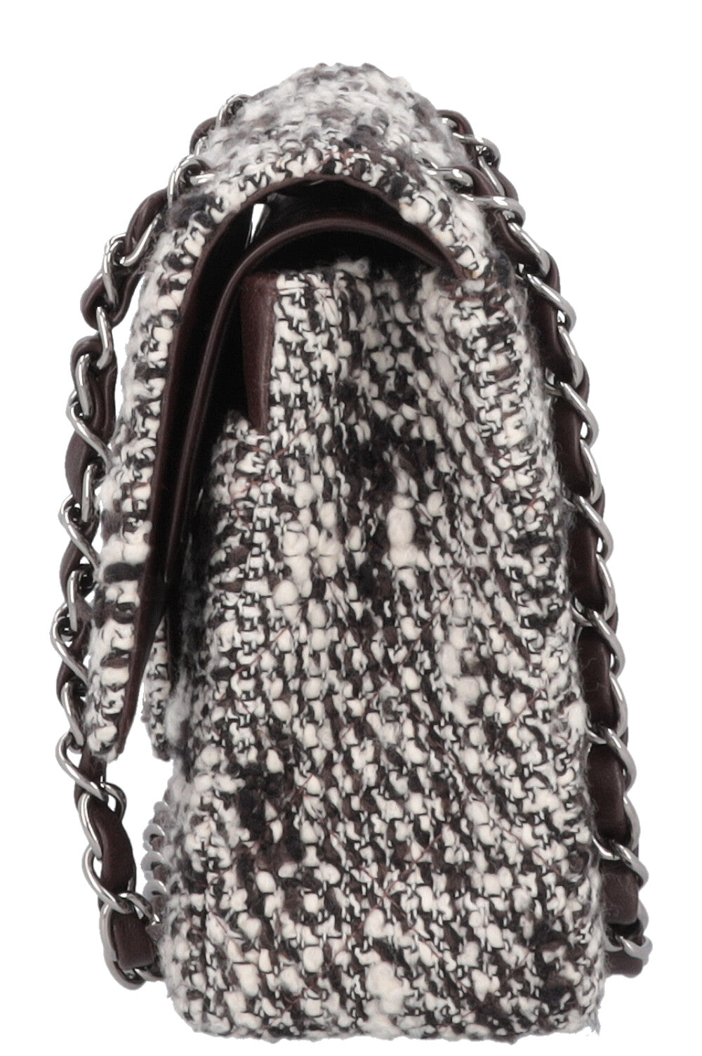 CHANEL Tweed Double Rabat Marron Blanc