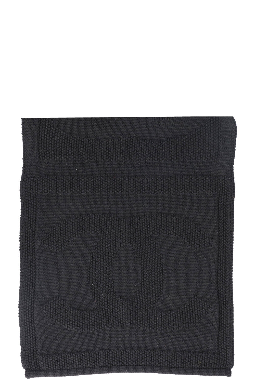 CHANEL CC Knit Scarf Wool Black