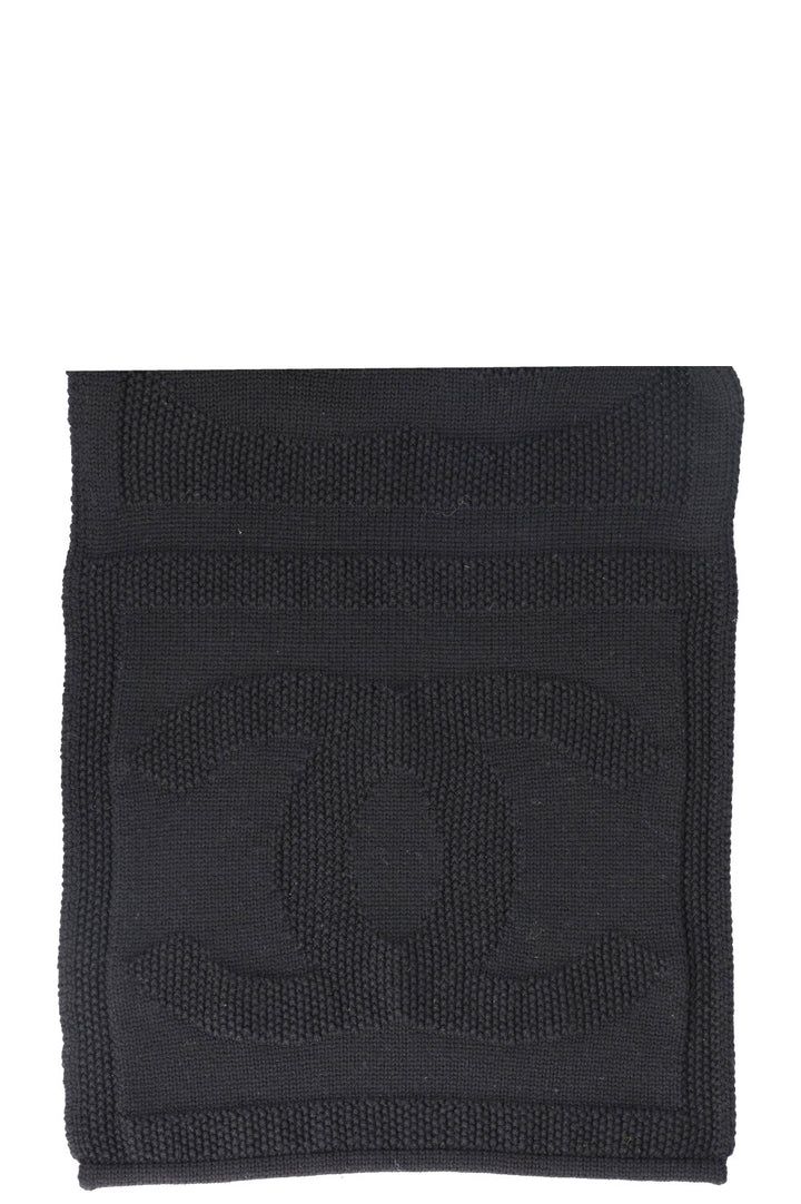 CHANEL CC Knit Scarf Wool Black