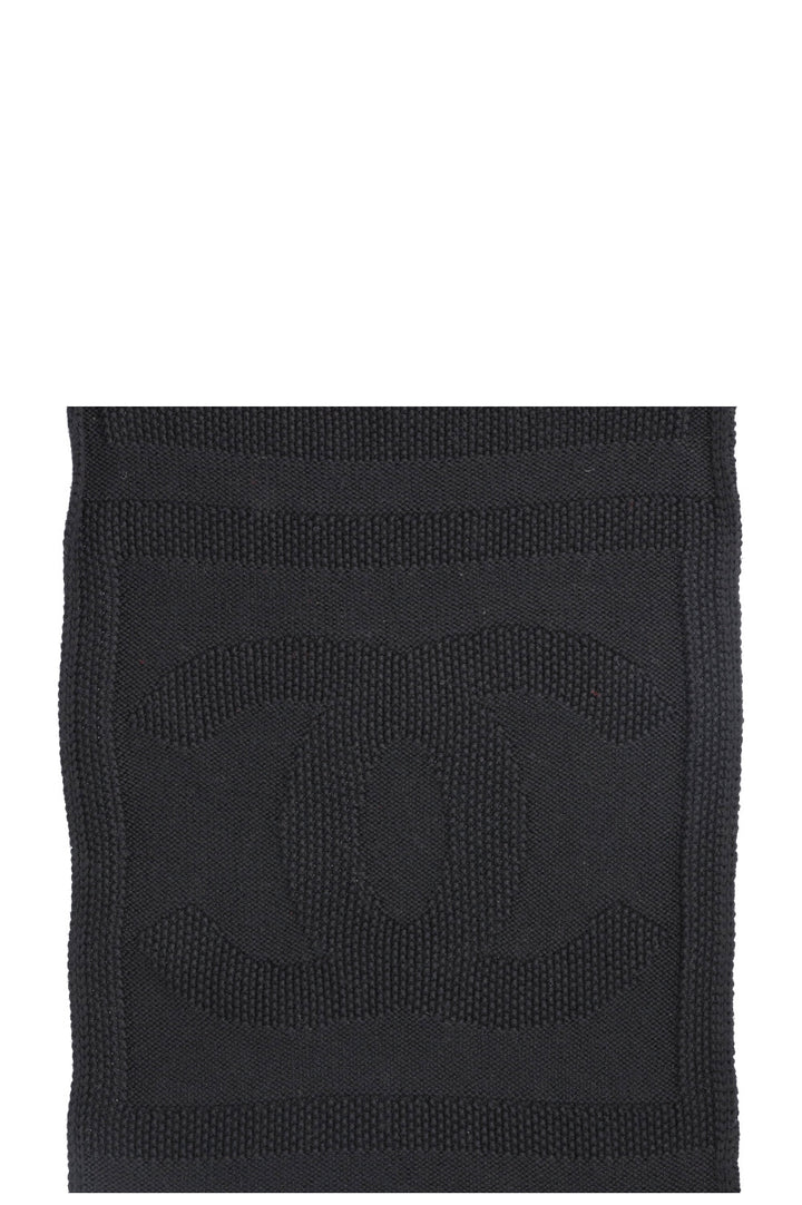 CHANEL CC Knit Scarf Wool Black