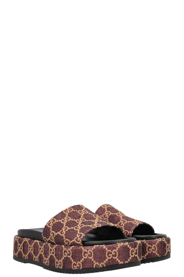 GUCCI GG Platform Slip-On's Lurex Brown