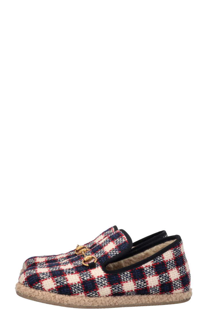 Espadrilles GUCCI Jordaan en peau lainée, bleu marine et rouge