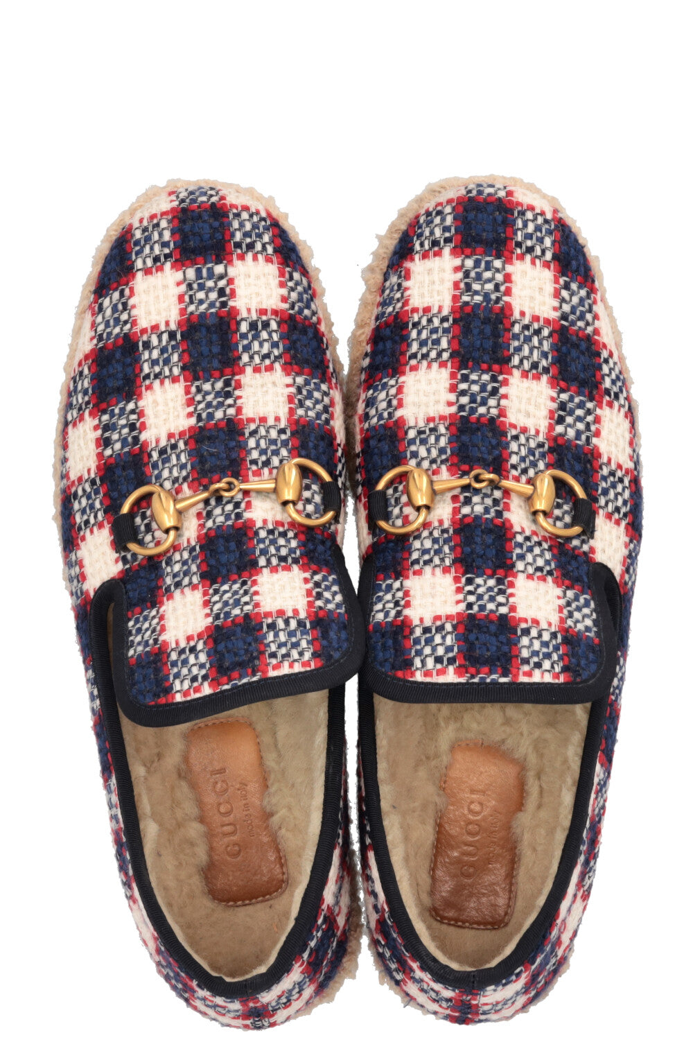 Espadrilles GUCCI Jordaan en peau lainée, bleu marine et rouge
