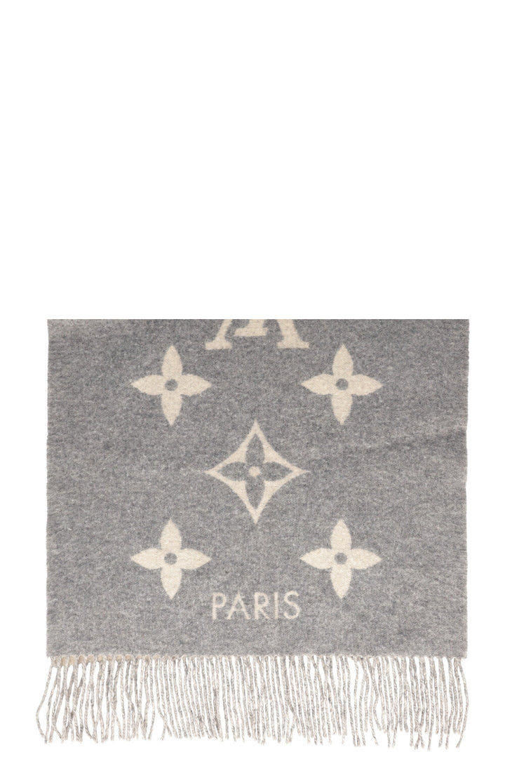 LOUIS VUITTON Reykjavik Scarf Cashmere Gray Ivory