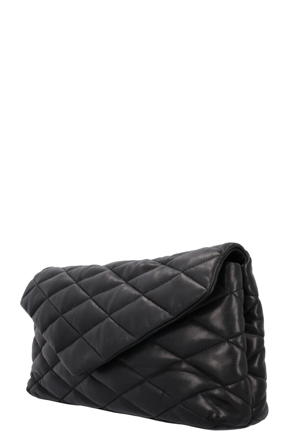 SAINT LAURENT Sade Large Quilted Clutch Black Leather