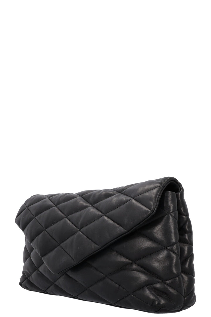 SAINT LAURENT Sade Large Quilted Clutch Black Leather