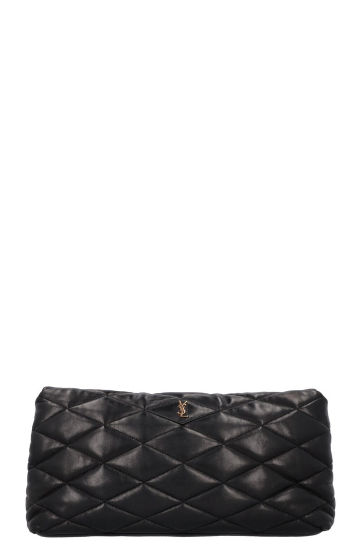 SAINT LAURENT Sade Large Quilted Clutch Black Leather
