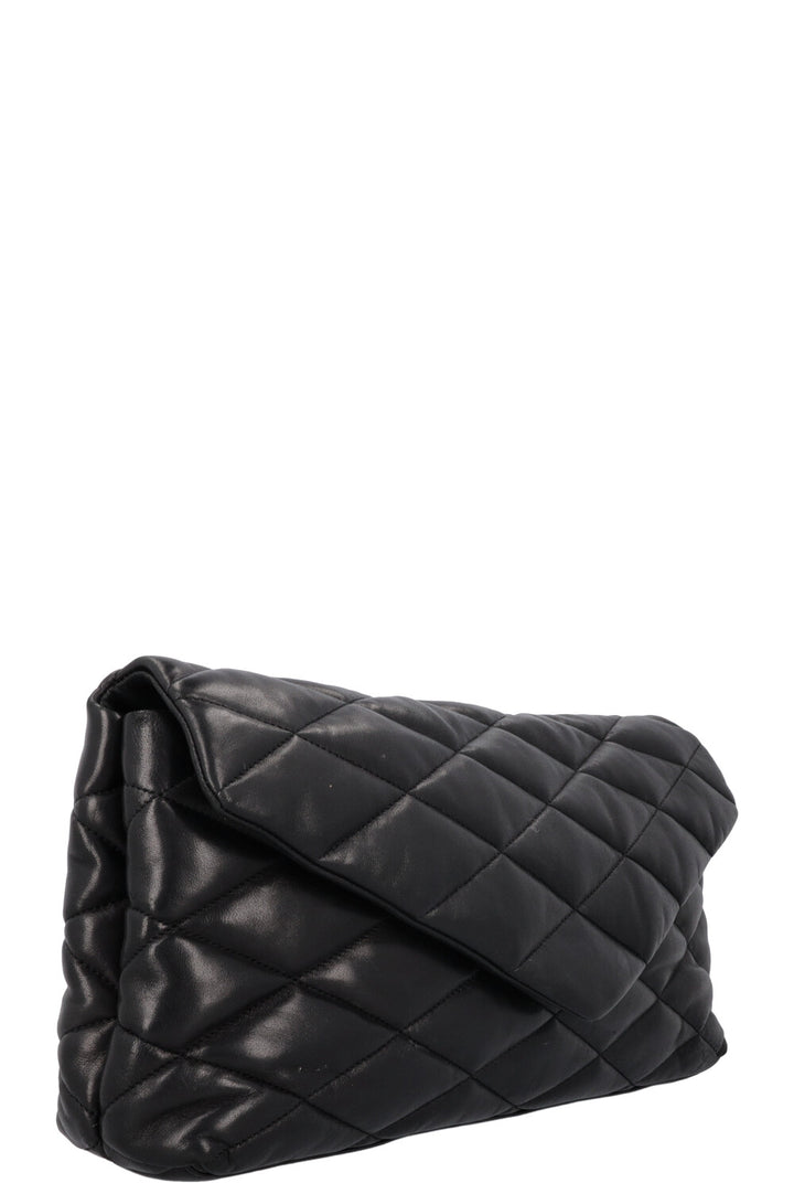 SAINT LAURENT Sade Large Quilted Clutch Black Leather