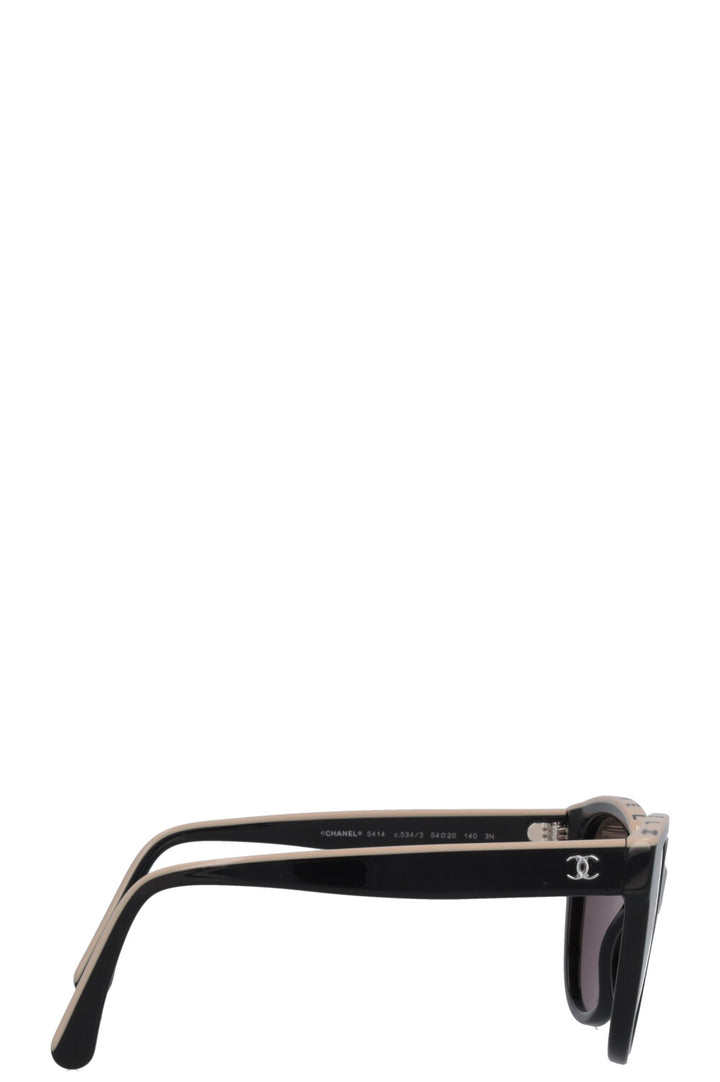 CHANEL Logo 5414 Sunglasses Black Ivory