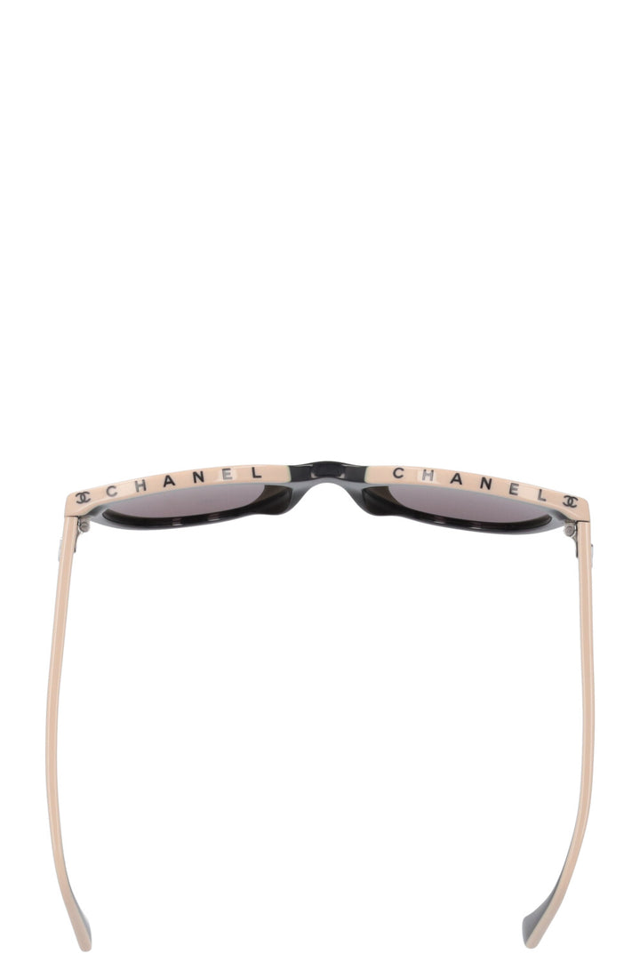CHANEL Logo 5414 Sunglasses Black Ivory