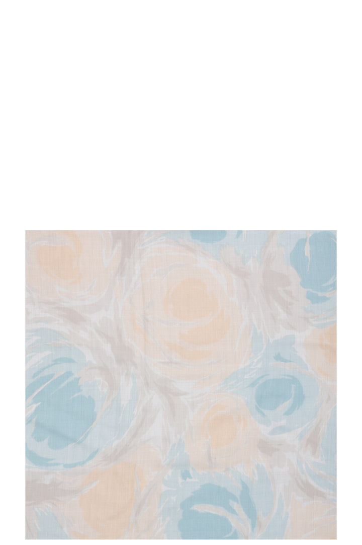 Écharpe LORO PIANA à motif floral bleu pastel jaune