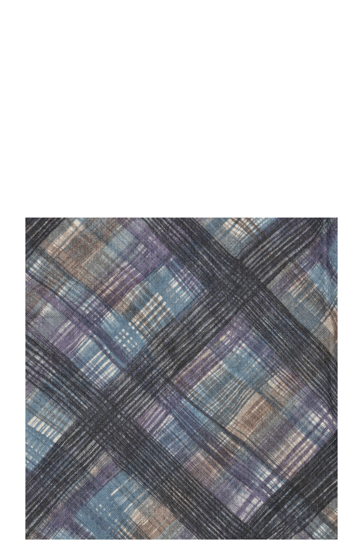 LORO PIANA Check Scarf Cashmere Navy Purple