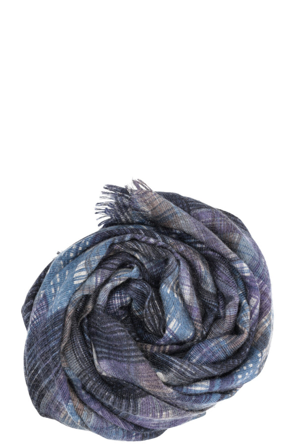 LORO PIANA Check Scarf Cashmere Navy