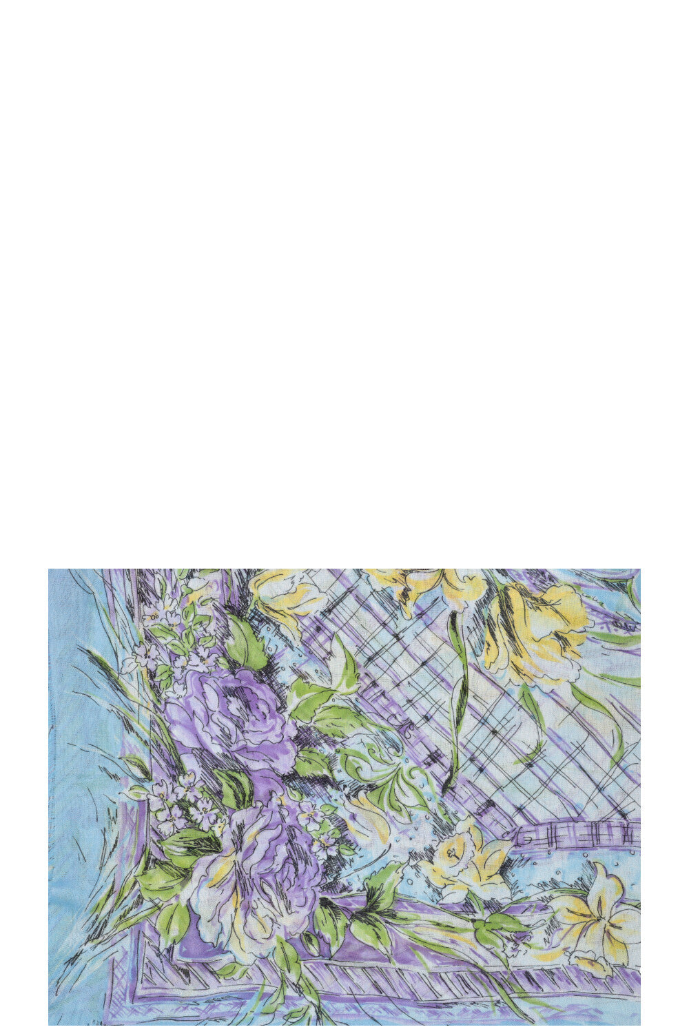 LORO PIANA Floral Scarf Blue Green Purple