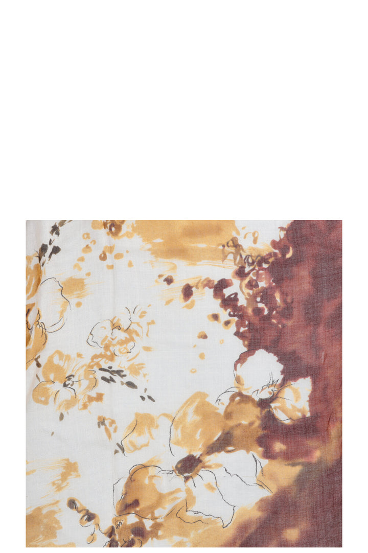 Écharpe LORO PIANA à motif floral en cachemire jaune brique