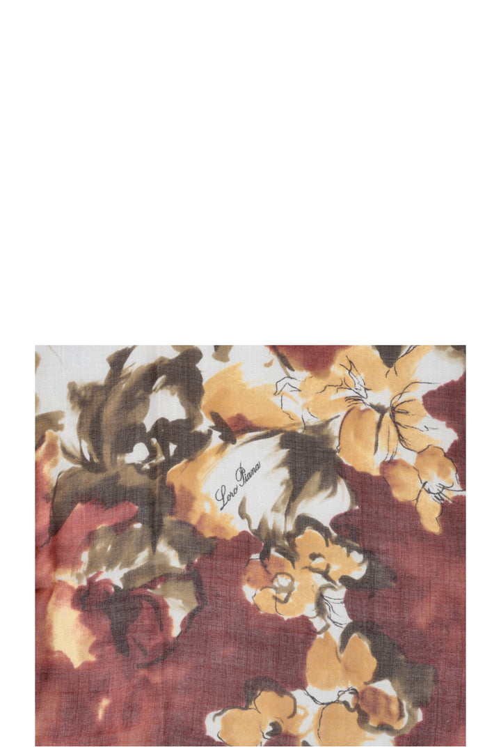 Écharpe LORO PIANA à motif floral en cachemire jaune brique