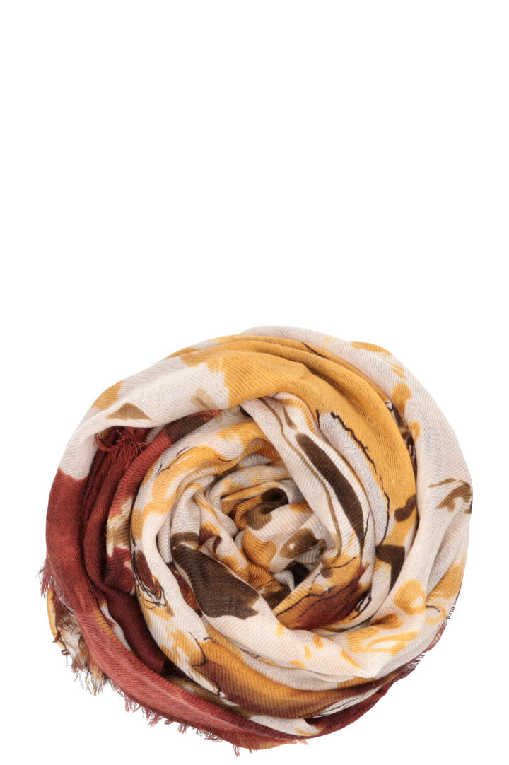 Écharpe LORO PIANA à motif floral en cachemire jaune brique