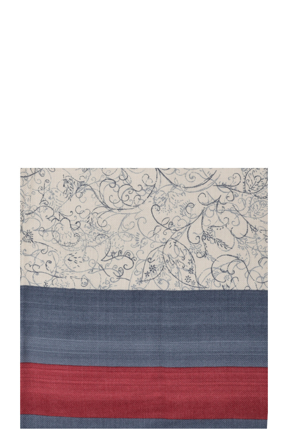 LORO PIANA Paisley Scarf Beige Blue Red Stripes