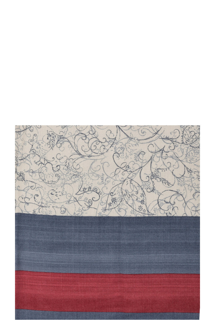 LORO PIANA Paisley Scarf Beige Blue Red Stripes