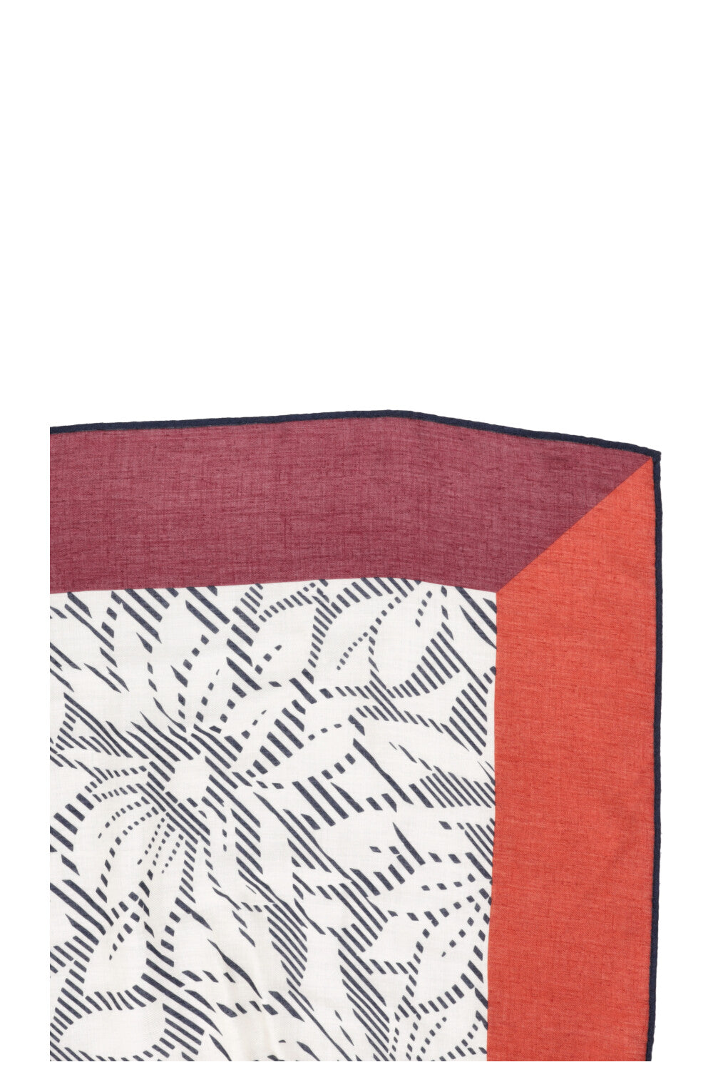 LORO PIANA Fleurs rayées Blanc Bordeaux Orange Moutarde