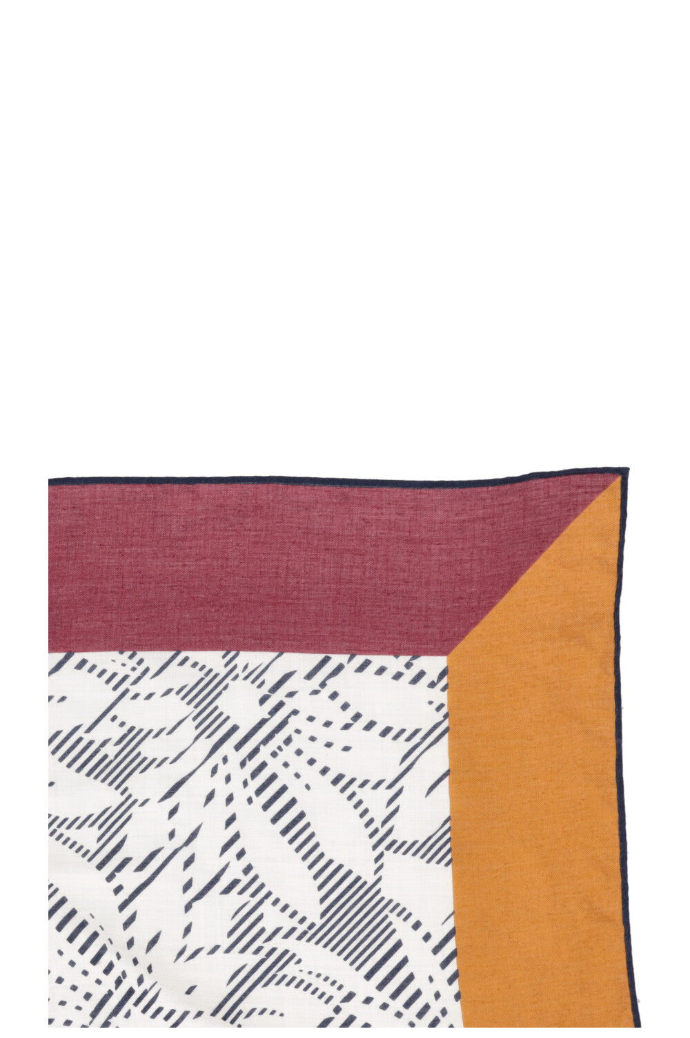 LORO PIANA Fleurs rayées Blanc Bordeaux Orange Moutarde