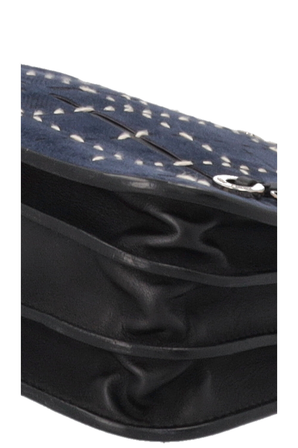 LORO PIANA Milky Way Stitch Crossbody Bag Suede Navy