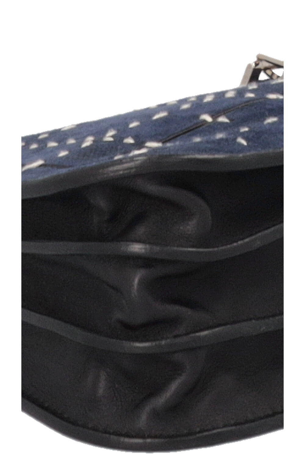 LORO PIANA Milky Way Stitch Crossbody Bag Suede Navy