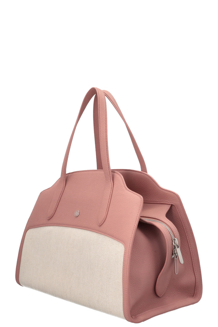 LORO PIANA Medium Sesia Canvas Hand Bag Blush