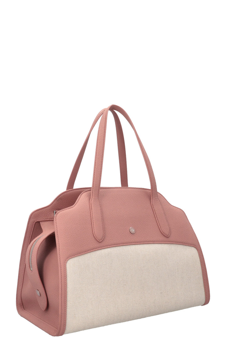 LORO PIANA Medium Sesia Canvas Hand Bag Blush