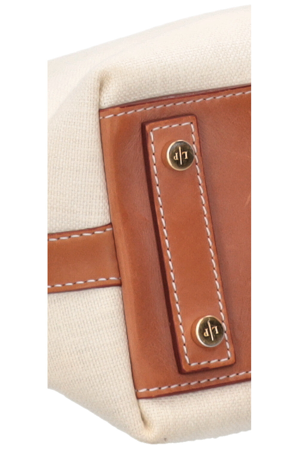 LORO PIANA Tote Bag Fringe Detail Leather Canvas Beige