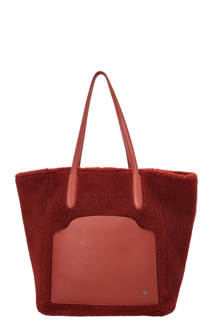 LORO PIANA Large Sesia Shearling Tote Red