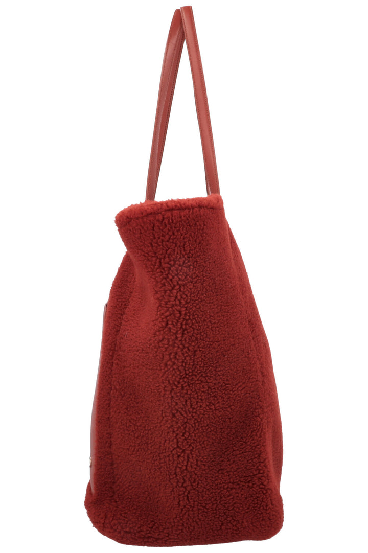 LORO PIANA Large Sesia Shearling Tote Red