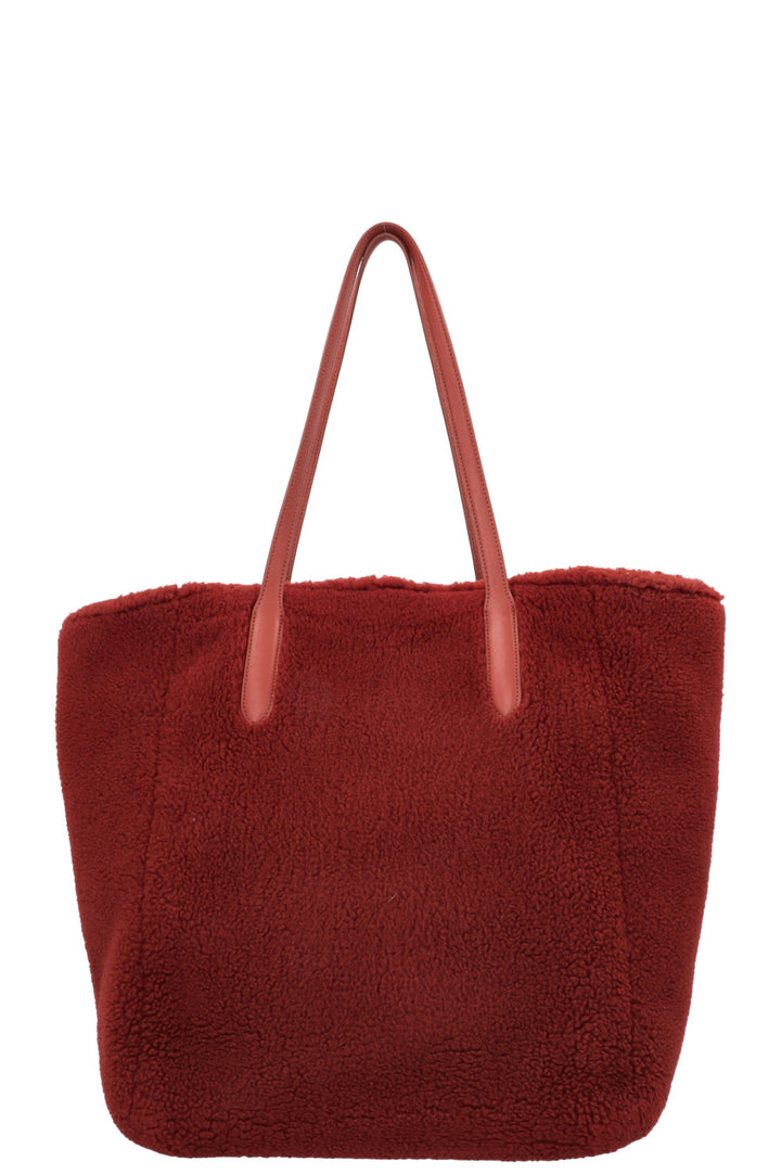 LORO PIANA Large Sesia Shearling Tote Red
