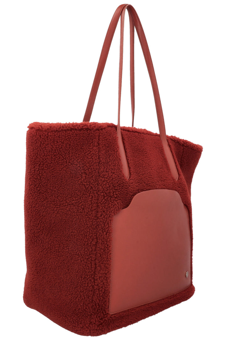 LORO PIANA Large Sesia Shearling Tote Red