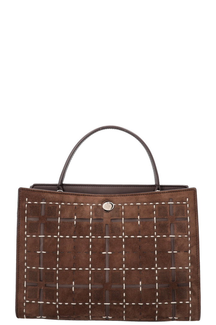 LORO PIANA Contrast Stitch Tote Bag Brown