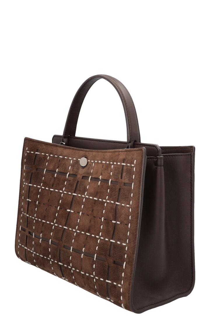 LORO PIANA Contrast Stitch Tote Bag Brown