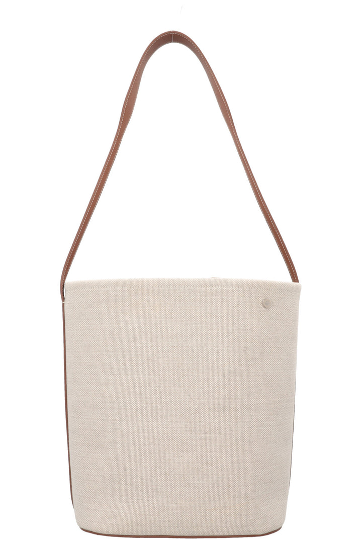 LORO PIANA Bucket Bag Canvas Leather-Trimmed