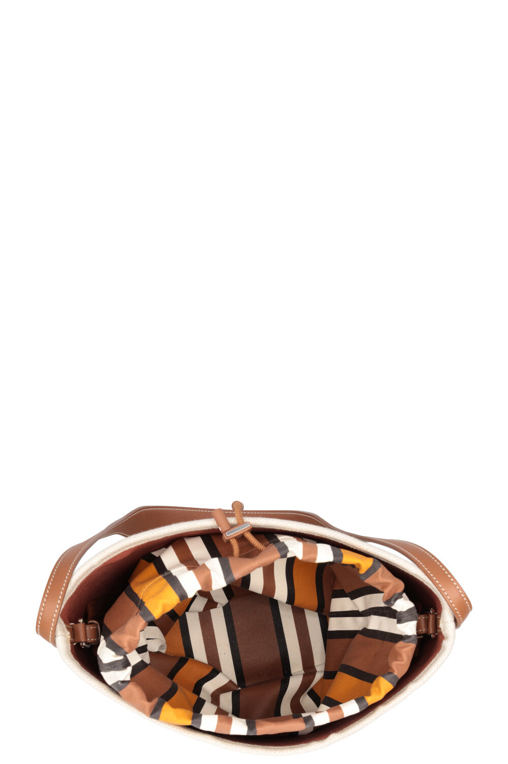 LORO PIANA Bucket Bag Canvas Leather-Trimmed