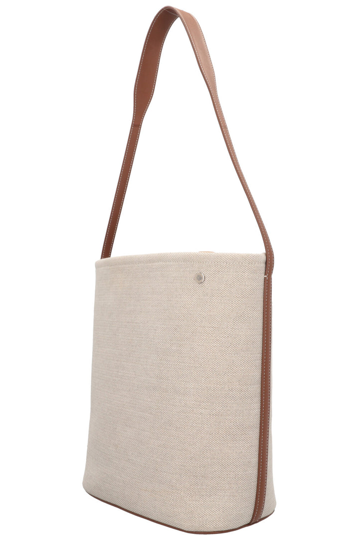LORO PIANA Bucket Bag Canvas Leather-Trimmed