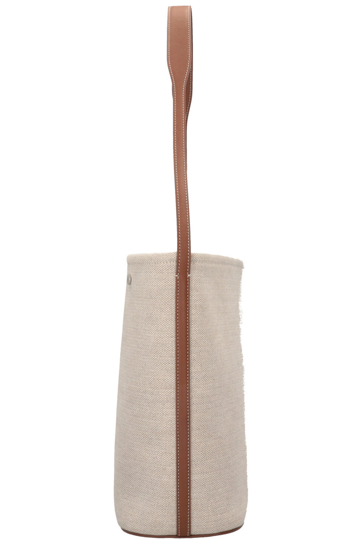LORO PIANA Bucket Bag Canvas Leather-Trimmed