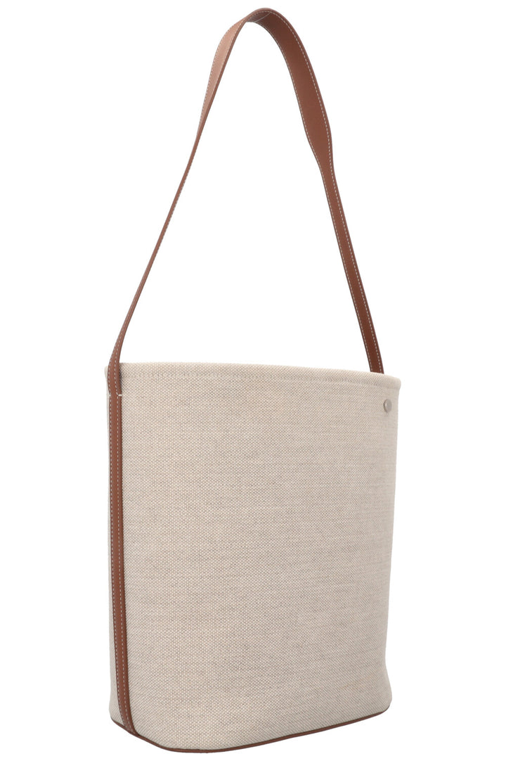LORO PIANA Bucket Bag Canvas Leather-Trimmed