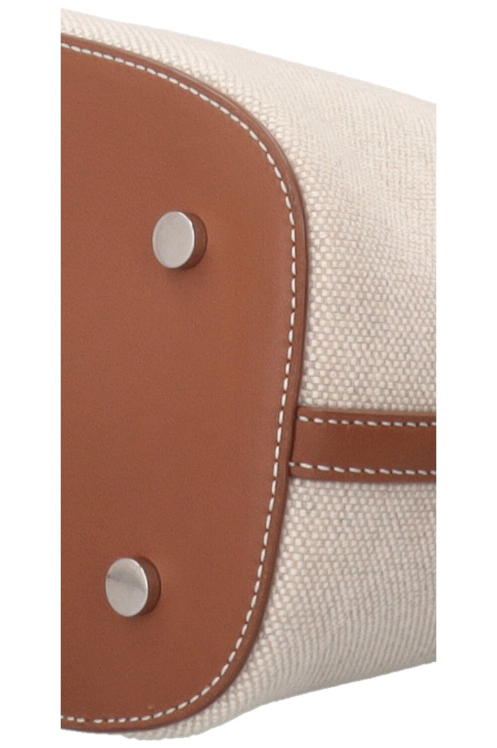 LORO PIANA Bucket Bag Canvas Leather-Trimmed