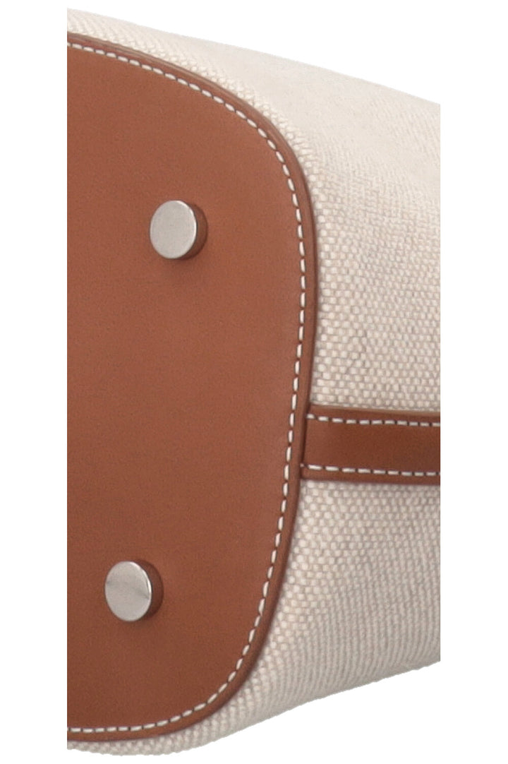 LORO PIANA Bucket Bag Canvas Leather-Trimmed