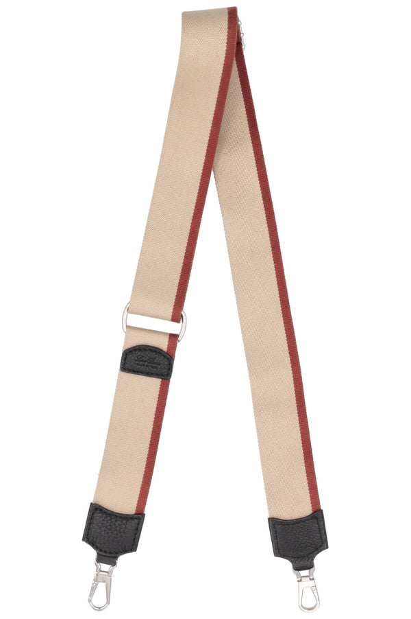 LORO PIANA Canvas Strap Bicolor Beige Burgundy